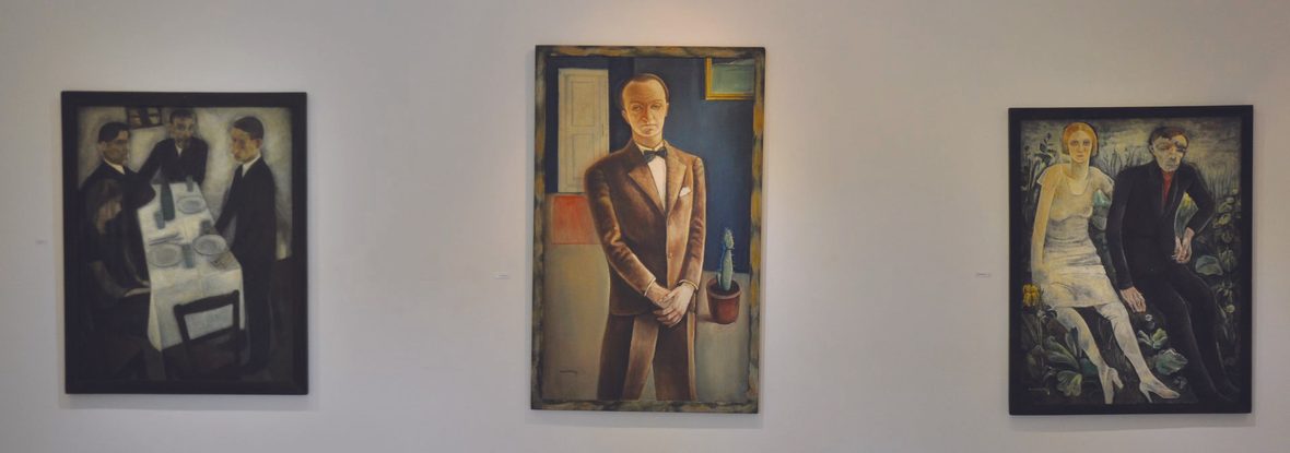 Three rediscovered Rauscher paintings hung on a gallery wall at the 2015 Esztergom exhibition